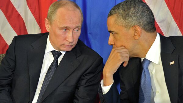 A file photo of Russian President Vladimir Putin and US President Barack Obama - Sputnik International