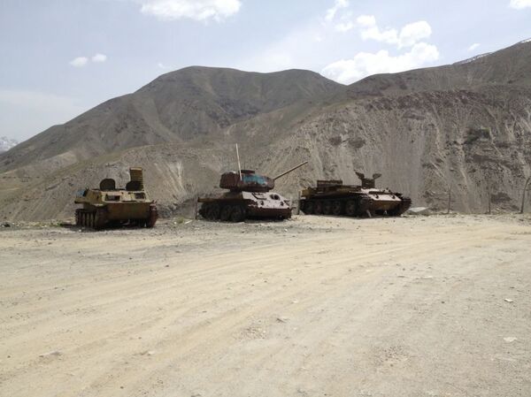 Captured Soviet military equipment lines up the driveway to Massouds mausoleum Captured Soviet military equipment lines up the driveway to Massouds mausoleum - Sputnik International