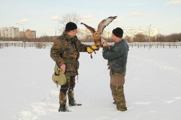 Kolomenskoye falconers Vladimir Skripkin, left, and Viktor Fyodorov - Sputnik International