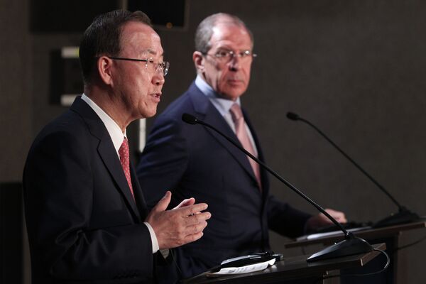 UN secretary general Ban Ki-moon and Russian foreign minister Sergei Lavrov - Sputnik International