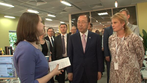 UN Secretary-General tours RIA Novosti and takes part in talk show - Sputnik International
