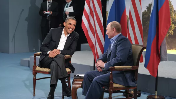 US President Barack Obama meets with Russian President Vladimir Putin during the G8 Summit at Lough Erne in Enniskillen, Northern Ireland, June 17, 2013 - Sputnik International