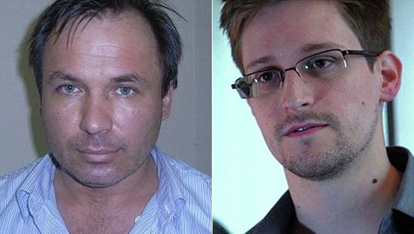 Jailed Russian pilot Konstantin Yaroshenko, left, and US fugitive fugitive Edward Snowden - Sputnik International