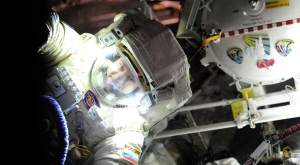 Russian cosmonaut Alexander Misurkin conducts a check of his spacesuit, “Orlan-MK,” before his Friday spacewalk. Russian cosmonaut Alexander Misurkin conducts a check of his spacesuit, “Orlan-MK,” before his Friday spacewalk. - Sputnik International