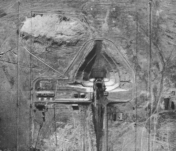 This photograph, taken during a 1957 U-2 flight, shows a missile launch pad in Nevada's Area 51. - Sputnik International