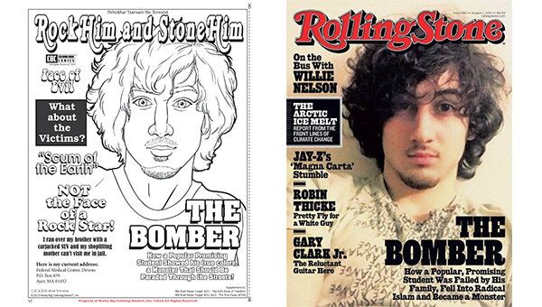 The back cover of US children’s book publisher Really Big Coloring Books new comic (L) is a spoof of the ‘Rolling Stone’ magazine cover that stoked controversy in July. - Sputnik International