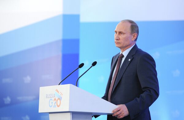 Russian President Vladimir Putin during a press conference at the end of the G20 Summit in St. Petersburg, September 6, 2013 - Sputnik International
