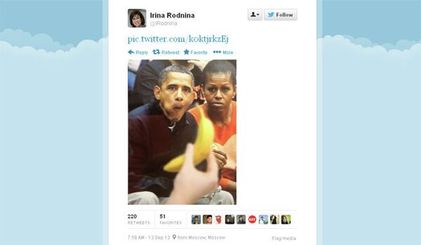 A screenshot of a tweet posted by @IRodnina on Sept. 13, 2013 - Sputnik International
