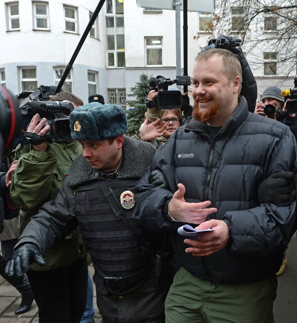 Dmitri Demushkin (right), is often detained by police at nationalist rallies - Sputnik International