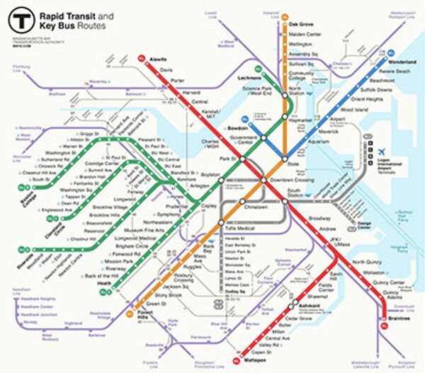 Mikheil Kvrivishvili’s winning design of the Boston transit system map - Sputnik International