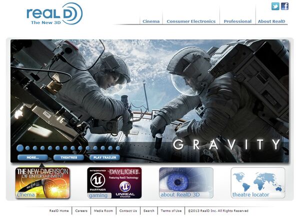 The home page of RealD.com - Sputnik International