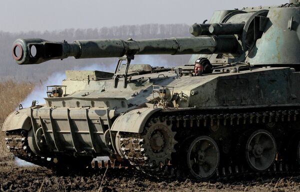 The 2S3 152mm self-propelled artillery system 'Akatsiya' (Acacia). The 2S3 152mm self-propelled artillery system 'Akatsiya' (Acacia). - Sputnik International