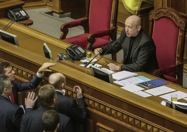 Oleksandr Turchynov (R) in Ukraine's parliament - Sputnik International
