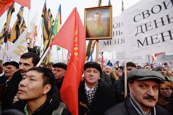 Participants of a rally in support of Crimea's secession, Moscow, March 7, 2014 - Sputnik International