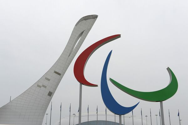 Symbol of the Paralympics in Olympic Park in Sochi - Sputnik International