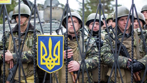 A group of Ukrainian soldiers at a military base - Sputnik International