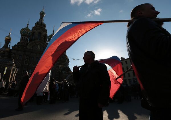 Demonstration in support of Crimea's secession in Saint-Petersburg - Sputnik International
