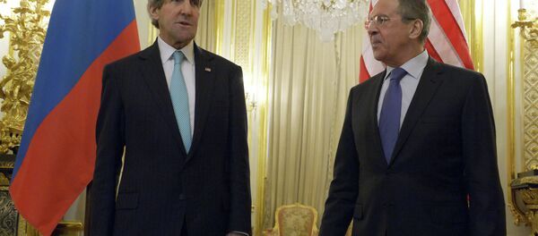 Russian Foreign Minister Sergei Lavrov, right, and U.S. Secretary of State John Kerry at their meeting at the Russian Ambassador's residence in Paris. Russian Foreign Minister Sergei Lavrov, right, and U.S. Secretary of State John Kerry at their meeting at the Russian Ambassador's residence in Paris. - Sputnik International