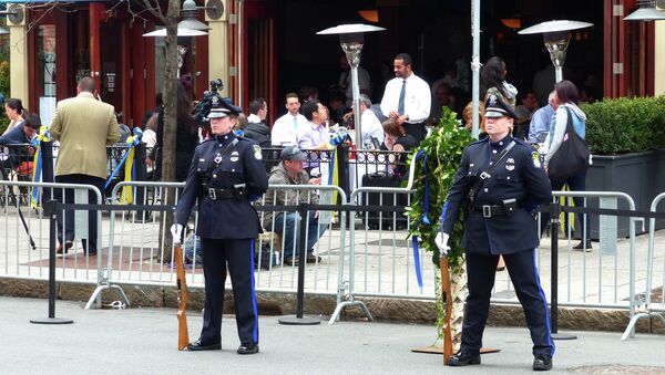 Boston police on the anniversary of a blast during the 2013 Boston Marathon - Sputnik International