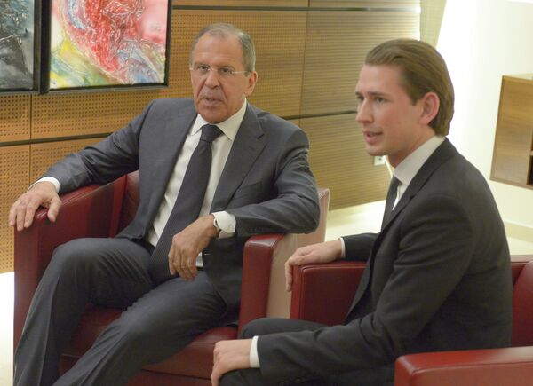 Russian Minister of Foreign Affairs Sergei Lavrov and Austrian Minister of Foreign Affairs and Integration Sebastian Kurz meet in Vienna - Sputnik International