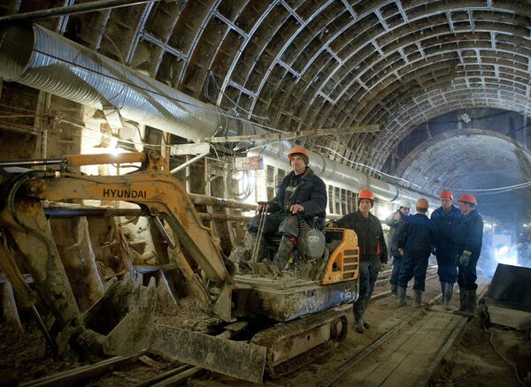 Construction of the Kalininsko-Solntsevskaya line of the Moscow Metro (Archive) - Sputnik International