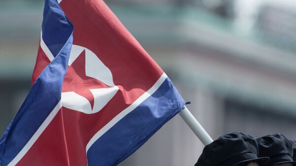 Servicemen carrying North Korean flag - Sputnik International