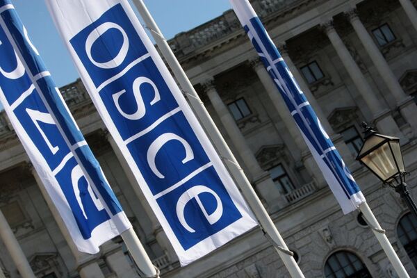 Флаги с логотипом ОБСЕ в Вене - Sputnik International