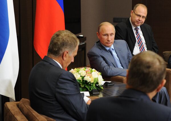 Russian President Putin and Finnish President Sauli Niinisto in Sochi's Bocharov Ruchey residence on August 15 - Sputnik International