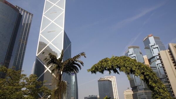 View at the Bank of China under blue sky, Chung Wan, Central district, Hong Kong Island, Hong Kong, China, Asia - Sputnik International