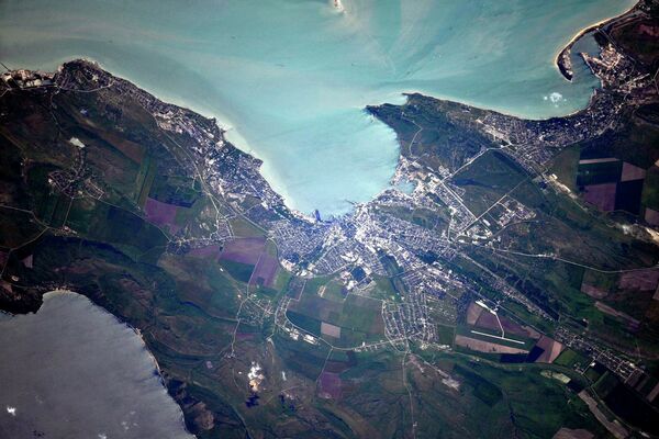 Kerch Strait in Crimea, Russia, view from space. - Sputnik International