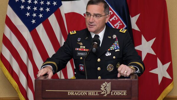 Gen. Curtis M. Scaparrotti, United Nations Command, Combined Forces Command, United States Forces Korea commander, recognizes the dedication and hard work put forth by the ROK and U.S. civilians of United States Forces Korea during the Civilian of the Year awards ceremony at the Dragon Hill Lodge on United States Army Garrison Yongsan, South Korea - Sputnik International